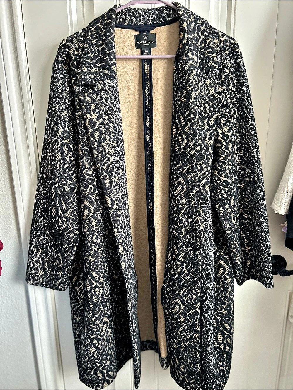 Worthington Women's Leopard Print Jacket in Black & Cream